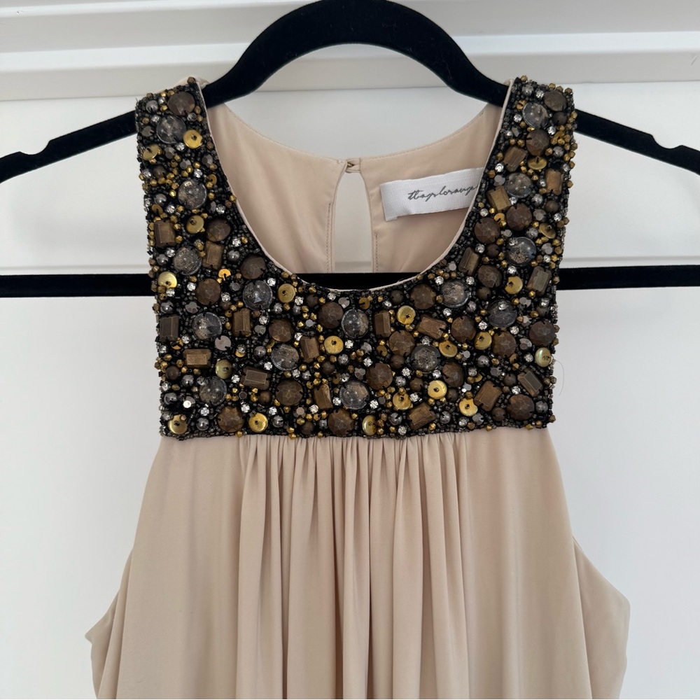 T Bags Los Angeles Embellished Cream High-Low Dress Womens XS